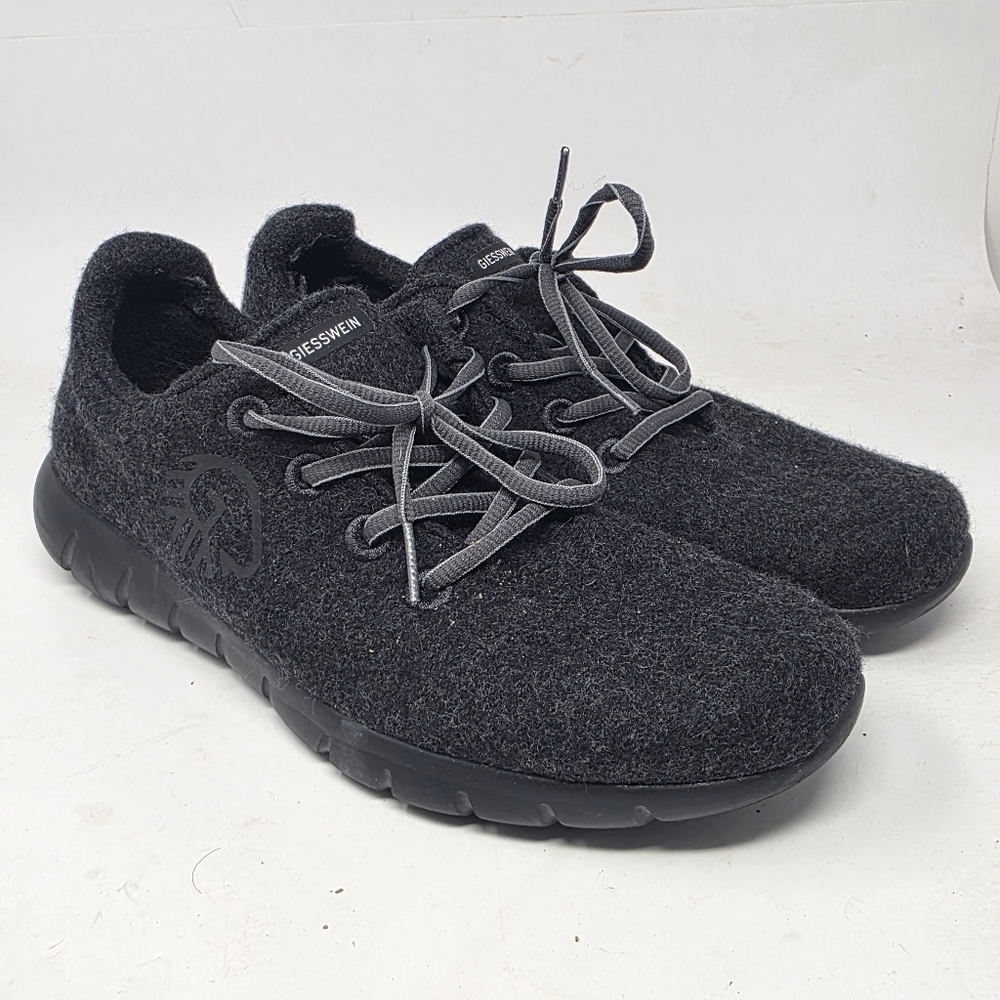 Giesswein Merino Runners Black Gray Wool Mens Shoes 40 Us 9 Lace Up Sneakers